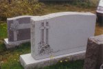 #130 - 4-0 Unpolished Barre Gray Granite - Cross with two deep shaped roses